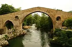 The hump-backed "Roman Bridge" on the Sella River