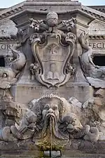 Baroque cartouche on the Fontana del Pantheon, Rome, by Filippo Barigioni, 1711