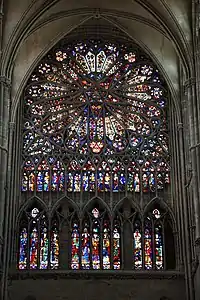 Rayonnant rose window of the north transept (14th c.)