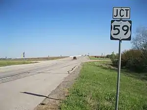 Approach to Spur 10 overpass at Future I-69/US 59 looking southeast