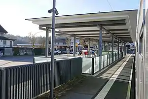 Canopy-covered side platform