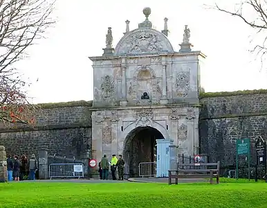 The Baroque main gate of the Royal Citadel. Note the date 1670 above the arch