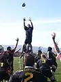 Dave Lockridge secures the line-out vs SLO RFC of San Luis Obispo, CA