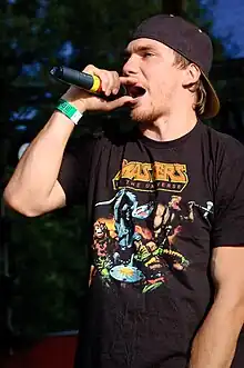 Ruudolf performing at the Ilosaarirock festival in Joensuu, Finland.