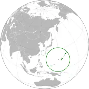 The Ryukyu Kingdom at its maximum extent (present-day Okinawa Prefecture and the Amami Islands)