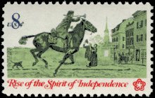 Patriots acknowledging the spirit of independence by honoring the post riders who delivered mail on horseback