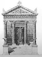 The supposed view of the temple in antiquity. Drawing from 1912.