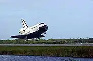 STS-108 lands at the Shuttle Landing Facility at Kennedy Space Center.