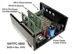 SWTPC 6800 case with SS-50 and SS-30 buses—an early hobbyist machine