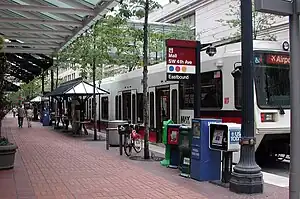 Brick sidewalk paving in Portland, Oregon, U.S.