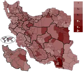 Votes received by Jalili per districts