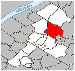 Location within La Vallée-du-Richelieu RCM.