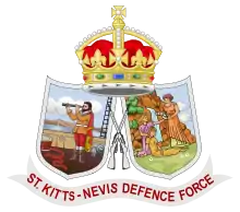 The emblem of Saint Kitts and Nevis Defence Force featuring the Tudor Crown