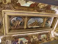 The ceiling of the Salle des pas perdus, showing Vernet's Genius of Steam, Peace distributes her benefits, and Steam chasing the gods of the Sea