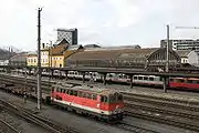 Island platform with the original station canopies.