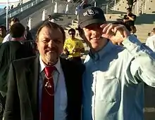 Sampson Lewkowicz with fan Dave Carlson at the Thomas and Mack Center.