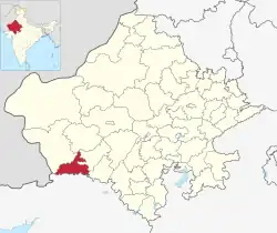 Location of Jalore district in Rajasthan