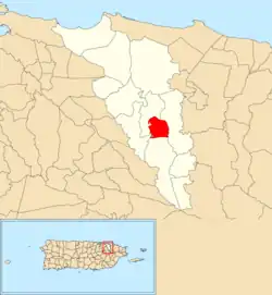 Location of Santa Cruz within the municipality of Carolina shown in red