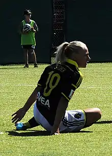 Woman in football kit