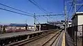 View from the west (Kawagoe) end of platform 1 looking east, March 2014