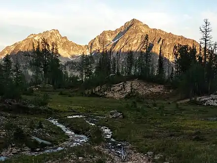 West-northwest aspect, with Emerald Peak to left