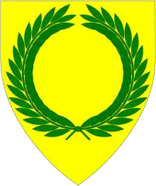 Arms of the Society for Creative Anachronism. Blazon: Or, a laurel wreath vert