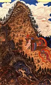 Tabriz, c.1370,  Abduction of Zal by the Simurgh