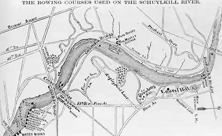 Note the Reading Railroad Bridge and the Falls (Covered) Bridge in this 1872 map.