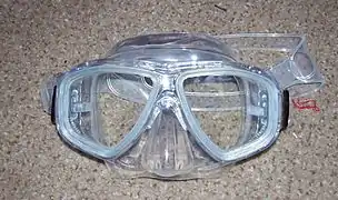 A two-window, soft-silicone dive mask without purge valve