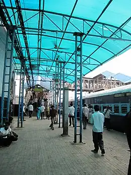 Platform 1, with a light-blue awning