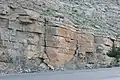 Sedimentary rock layers near Khasab in Musandam Governorate, Oman