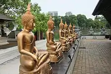 Buddha statues in different Mudras towards South side of the temple