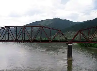 Railway bridge over the Selenga River outside of Ulan-Ude, Russia