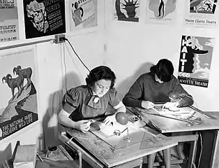 Alice Selinkoff prepares designs for silkscreen at the Federal Art Project poster workshop in New York City