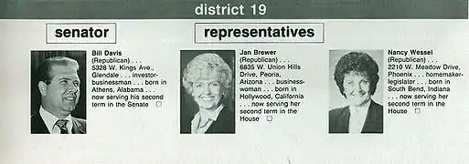 Davis Second Election Brochure with Rep Jan Brewer and Nancy Wessel