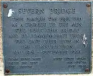 Plaque to commemorate the men who lost their lives in building the bridge