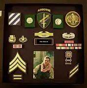 A shadow box for a United States Army soldier who served during the Iraq War