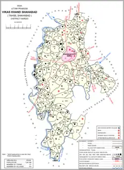 Map showing Udhranpur (#149) in Shahabad block