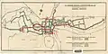 1939 tram map of the Shanghai International Settlement, showing disrupted routes