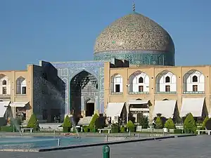 Giant arabesque pattern on the dome of the Sheikh Lotfallah Mosque from Isfahan, Iran, 17th century