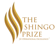 The Shingo Prize for Operational Excellence graphic that is etched into the physical trophies.