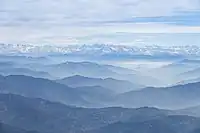 View of the Shivalik Hills and the Middle Himalayas in Himachal Pradesh