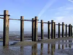 Close up of boom piles