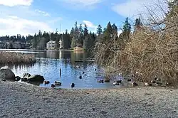 A lake and a gravel beach