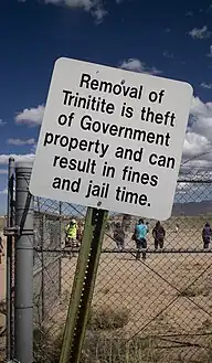 Sign warning against removal of trinitite, 2018