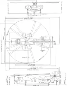 3-view line drawing of the Sikorsky CH-37A Mojave