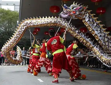 Chinese New Year Dragon Dance, Singapore, 2015