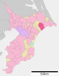 Location of Sōsa in Chiba Prefecture