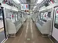 Interior of refurbished 8000 series longitudinal seating in March 2020