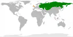 Map indicating locations of  Soviet Union
 and  UK